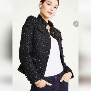 Ann Taylor Black Textured MILITARY STYLE Blazer PIT TO PIT 20.5